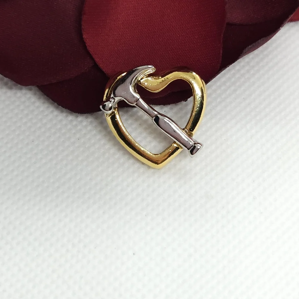 Gold Heart & Silver Hammer Pin Lapel Pin